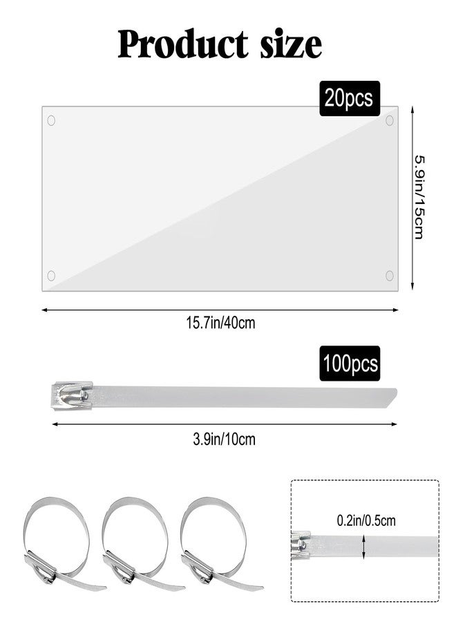 CODOHI 20 Pcs Pet Cage Liner 15.7'' x 6'', Cage Urine Guard Side Lining Clear Sheet with 100 Pcs Stainless Steel Zip Ties, Anti-Urine Side Lining Sheet for Rabbit Guinea Pig Hamster Ferret Chinchilla - Image 2